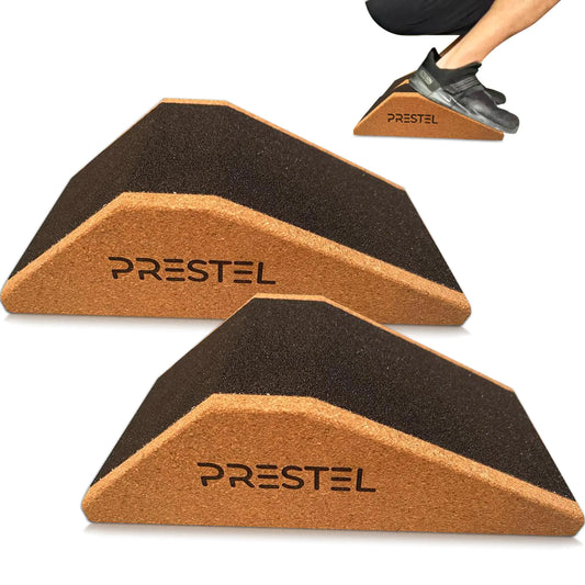 PRESTEL Non-Slip Squat Wedge Block (Pair) - Heel Elevated Squat Wedge for Men & Women | Professional Squat Ramp Improves Mobility Balance and Strength Performance | Suitable Workout Wedge for Squats